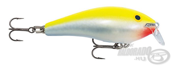 A Rapala Shallow Fat Rap egy zömök testű, nagy felhajtóerejű balsafa wobbler