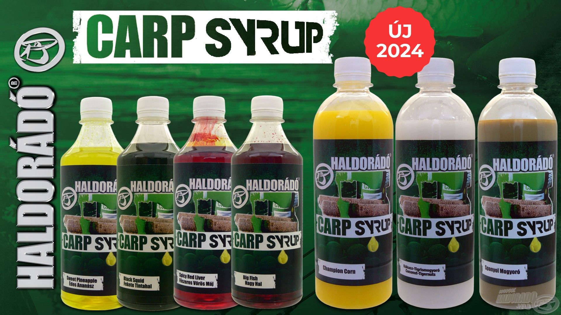 A Carp Syrup család hét tagból áll, az ízesítések megegyeznek a MAX MOTION Boilie termékeink ízesítésével