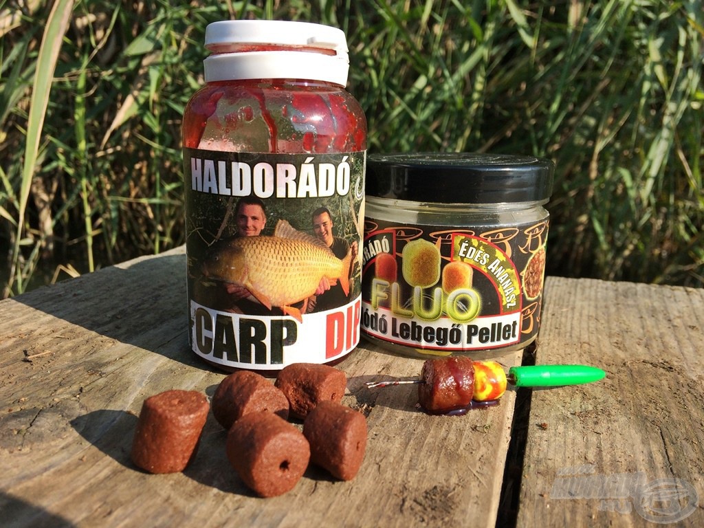 … Édes Ananász Fluo pellet + Halibut pellet + Spicy Red Liver Carp Dip. Ezzel a kombinációval fogtam halaim 90%-át!