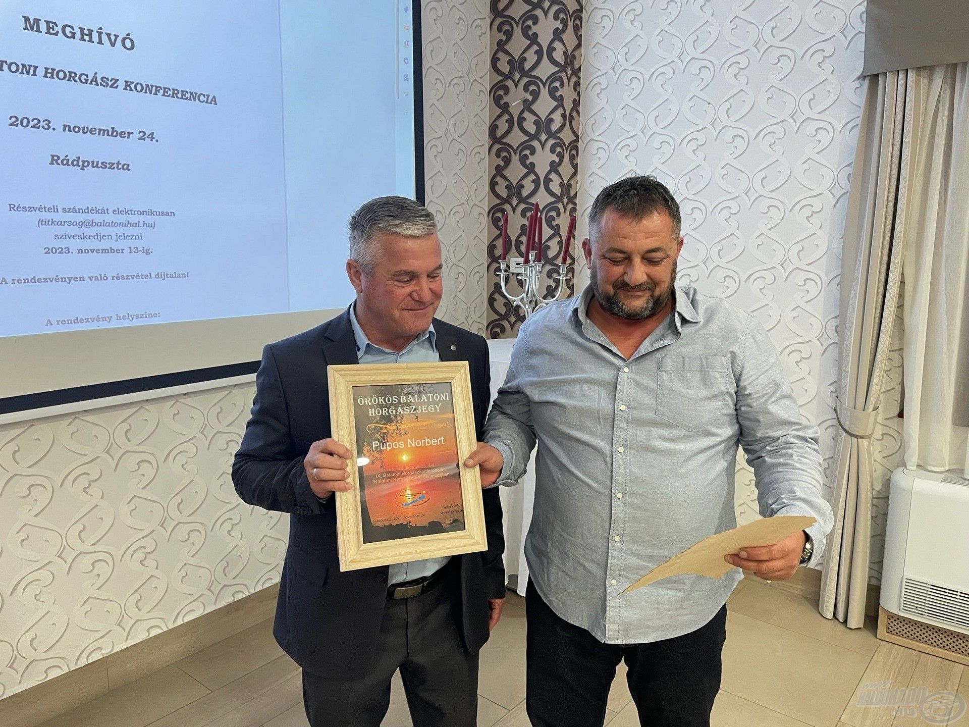 Pupos Norbert, az NBBH verseny megálmodója kapta idén munkásságáért az Örökös Balatoni Horgászjegyet