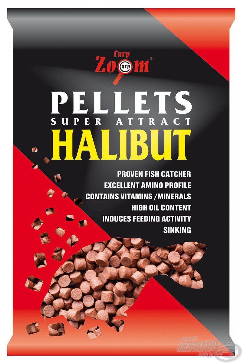 Elsősorban etetésre készített, de csalizásra is tökéletesen alkalmas vörös halibut pellet, melynek csalogató hatása igen látványos!