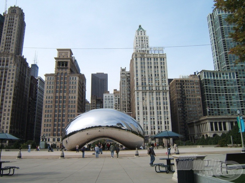 Chicago a Michigan-tó melletti parkból nézve