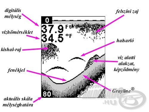 A teljes szonár képernyő