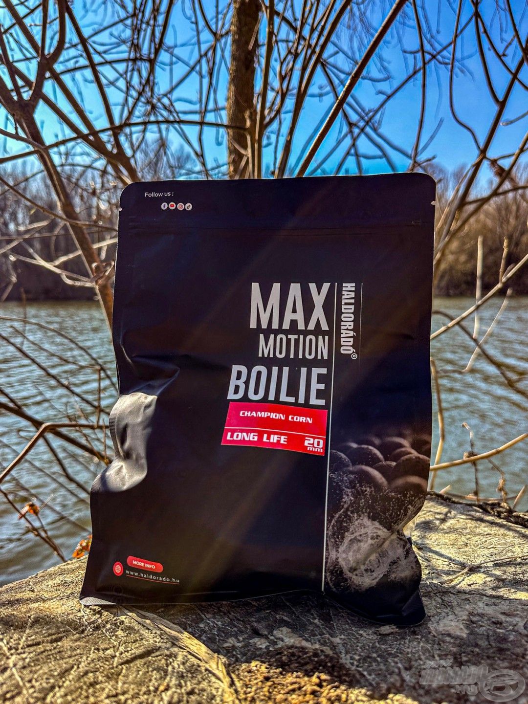 Haldorádó Max Motion Boilie Champion Corn a kora tavaszi napsütésben