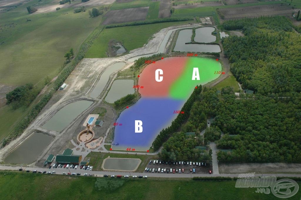 A szervezők ezúttal is három szektorra osztották a tavat. A versenyzők legszívesebben az „A” és a „C” szektorokban szerettek volna horgászni…