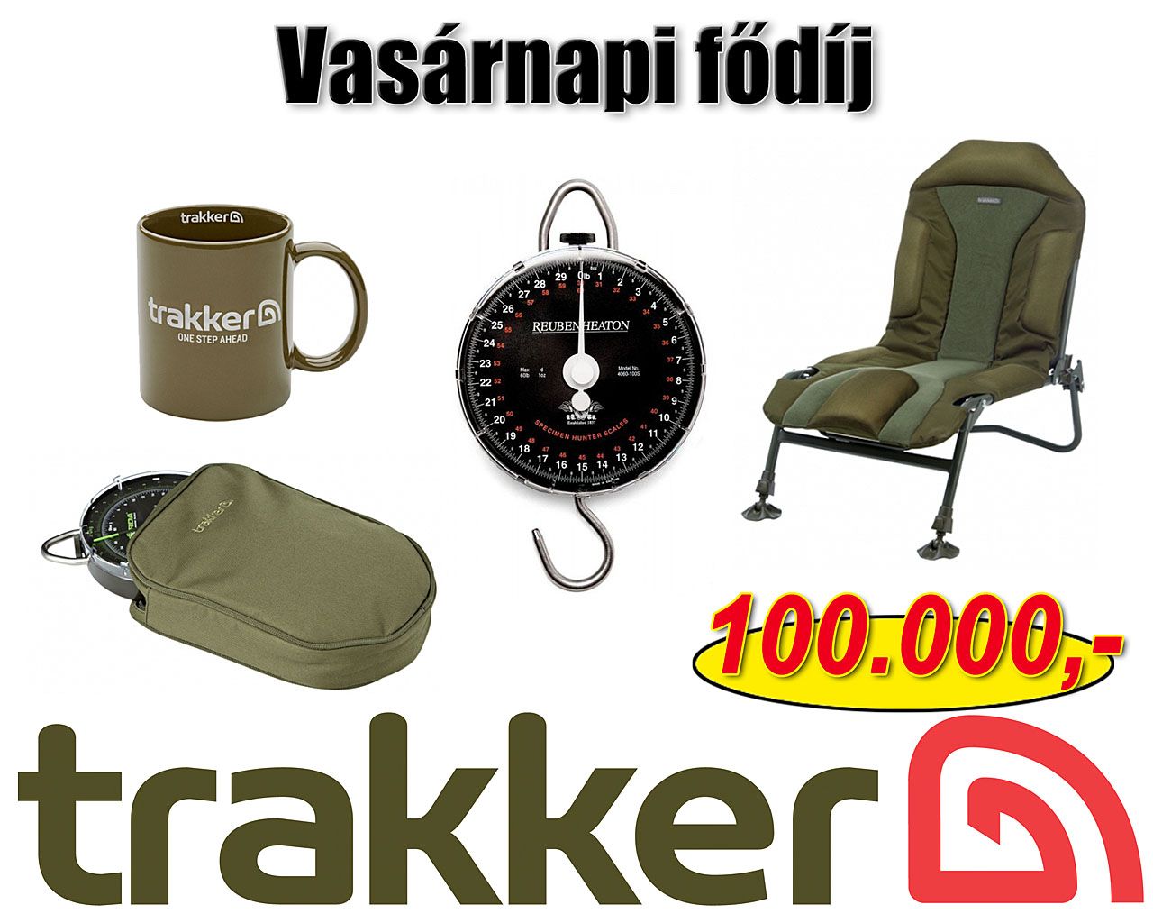 A tudáspróbával összekötött tombola fődíja vasárnap egy 100.000 Ft értékű Trakker ajándékcsomag!