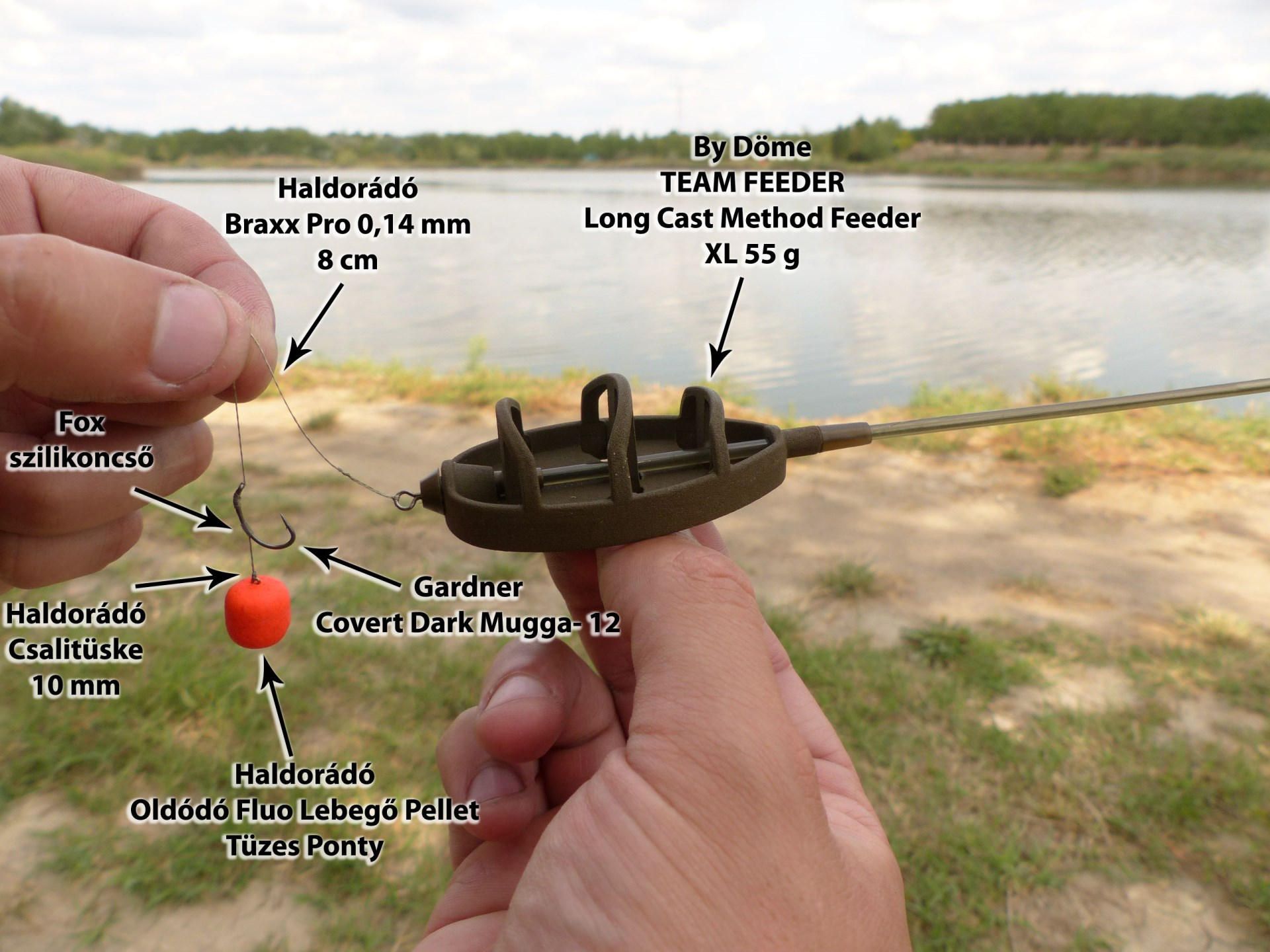 Egy egyszerű method végszerelékkel vált teljessé a felszerelésem. A végszerelék lelke egy By Döme TEAM FEEDER Long Cast Method Feeder kosár, XL 55 g-os változatban