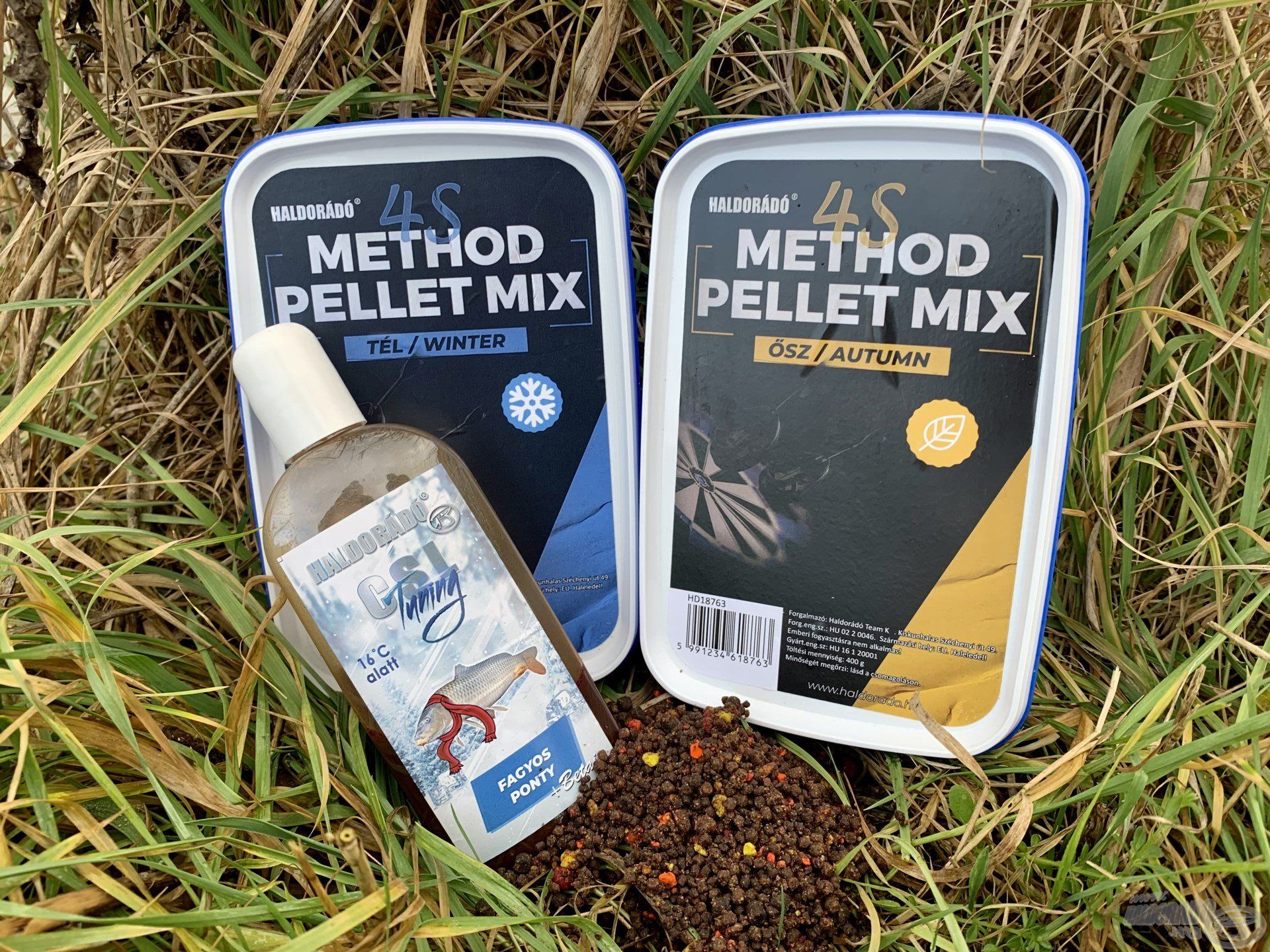 A használt etetőanyag 4S Method Pellet Mix - Tél és Ősz 1:1 arányú keveréke volt, amelyet CSL Tuning Fagyos Ponty hideg vízi aromával tettem még vonzóbbá a halak számára