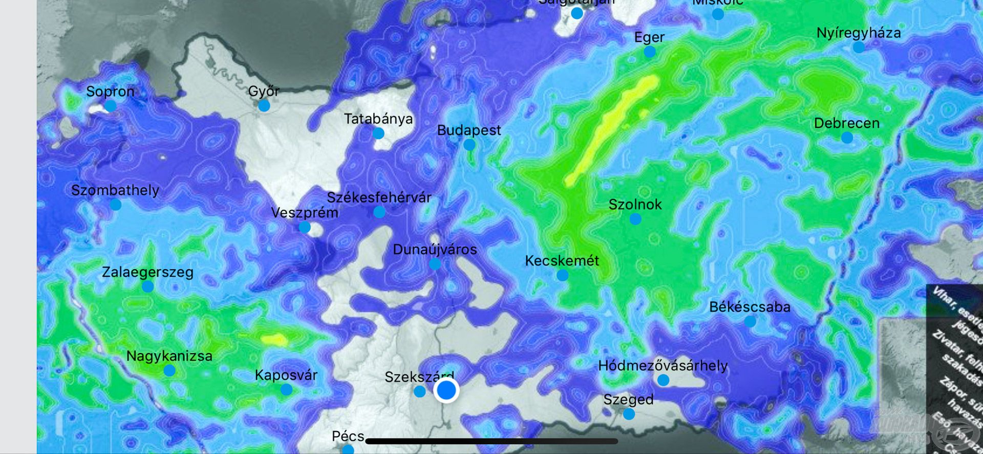 Másnap azt reméltük, hogy jobb időnk lesz, de az időkép radarja nem ezt jósolta