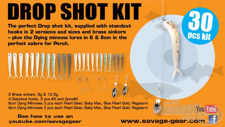 A Savage Gear Dying Minnow Drop Shot Pro Pack Kit összeállítással egy kiváló és komplett szettre tehetnek szert a módszer után érdeklődő kezdő és haladó horgászok, hiszen darabjait a maximális minőségi színvonalat szem előtt tartva válogatták össze