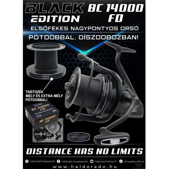 BLACK EDITION BC 14000 FD - extra nagy zsinórkapacitású elsőfékes nagypontyos orsó