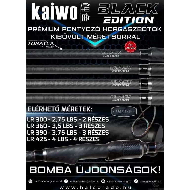 BLACK EDITION Kaiwo LR 300 2,75 Lbs - behúzós, csónakos nagypontyos horgászbot / 1