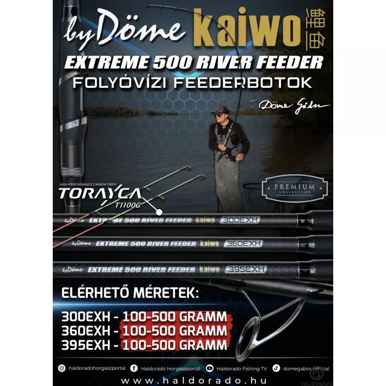 By Döme EXTREME 500 River Kaiwo Feeder 360EXH - brutál erős és rugalmas TOP folyóvízi feederbot / 1
