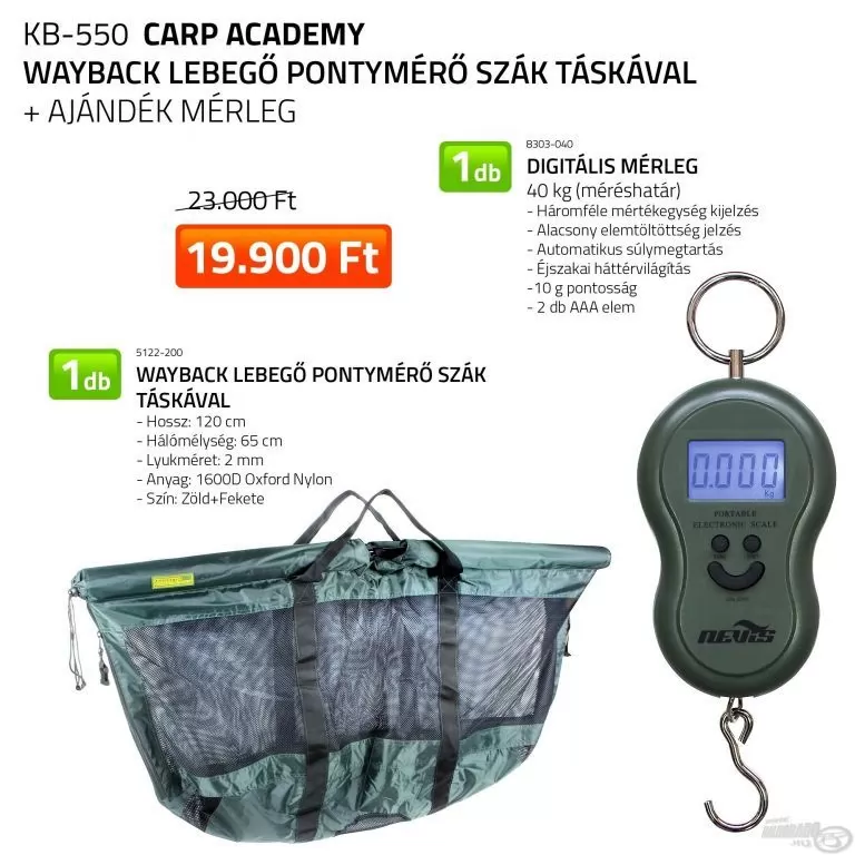 CARP ACADEMY Wayback lebegő pontymérő szák táskával + ajándék mérleg (KB-550) / 1