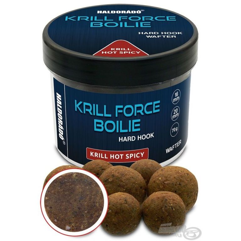 HALDORÁDÓ Krill Force Boilie Hard Hook Wafter 16, 20 mm - Krill Hot Spicy