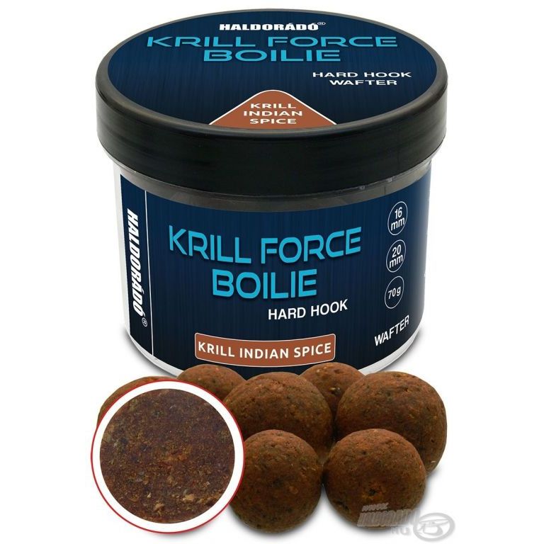 HALDORÁDÓ Krill Force Boilie Hard Hook Wafter 16, 20 mm - Krill Indian Spice