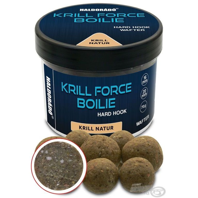 HALDORÁDÓ Krill Force Boilie Hard Hook Wafter 16, 20 mm - Krill Natur