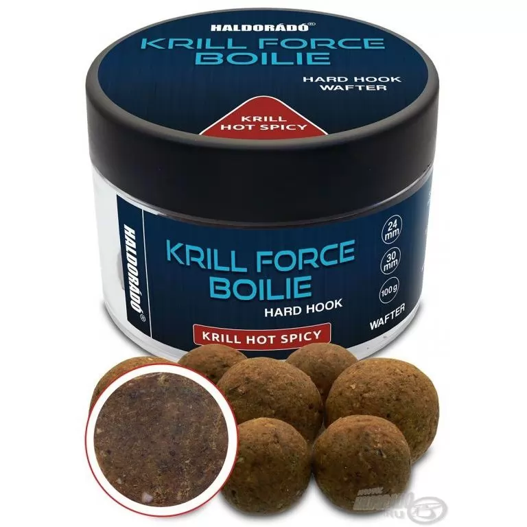 HALDORÁDÓ Krill Force Boilie Hard Hook Wafter 24, 30 mm - Krill Hot Spicy / 1