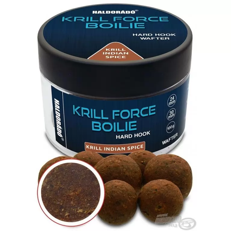 HALDORÁDÓ Krill Force Boilie Hard Hook Wafter 24, 30 mm - Krill Indian Spice / 1