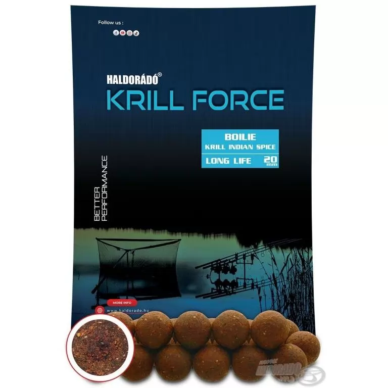 HALDORÁDÓ Krill Force Boilie Long Life 20 mm - Krill Indian Spice / 1