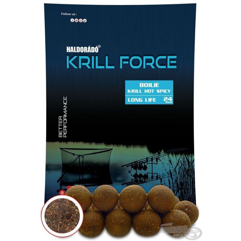 HALDORÁDÓ Krill Force Boilie Long Life 24 mm - Krill Hot Spicy