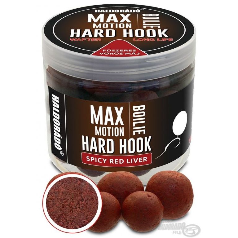 HALDORÁDÓ MAX MOTION Boilie Hard Hook Wafter 16, 20 mm - Fűszeres Vörös Máj