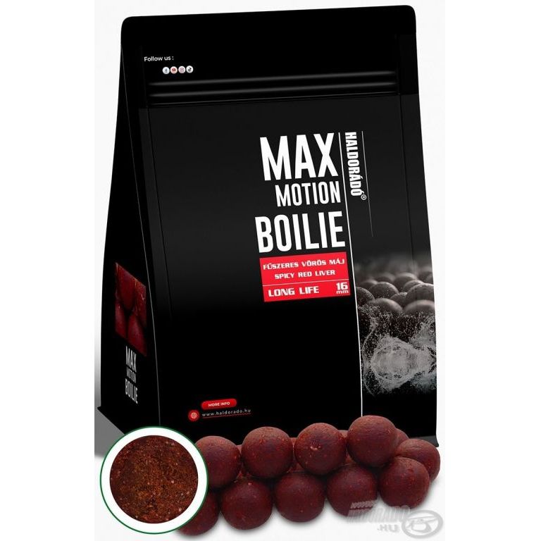 HALDORÁDÓ MAX MOTION Boilie Long Life 16 mm - Fűszeres Vörös Máj