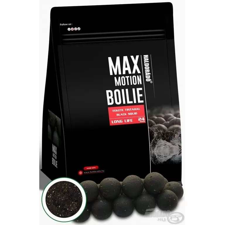 HALDORÁDÓ MAX MOTION Boilie Long Life 24 mm - Fekete Tintahal / 1