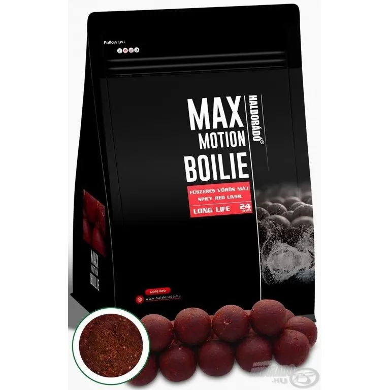 HALDORÁDÓ MAX MOTION Boilie Long Life 24 mm - Fűszeres Vörös Máj / 1