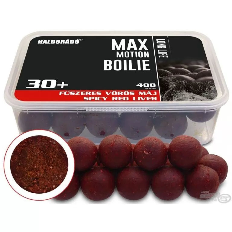 HALDORÁDÓ MAX MOTION Boilie Long Life 30+ mm - Fűszeres Vörös Máj / 1