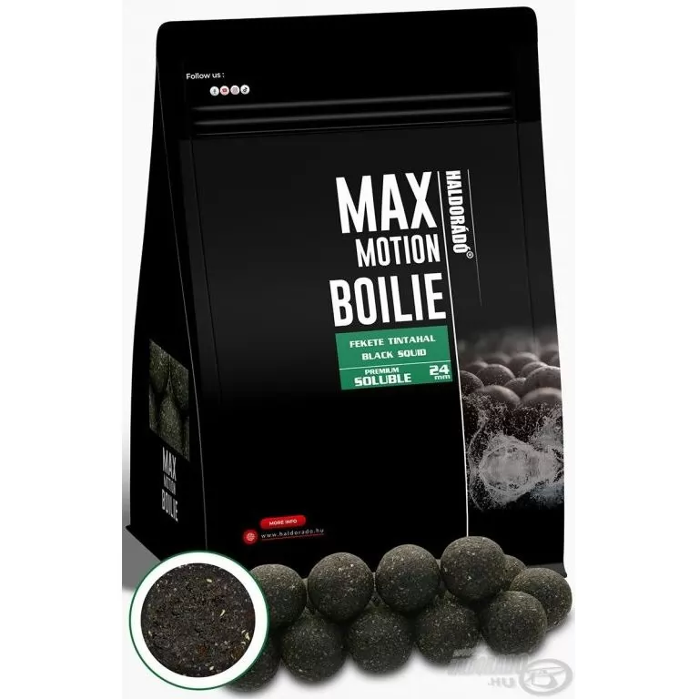 HALDORÁDÓ MAX MOTION Boilie Premium Soluble 24 mm - Fekete Tintahal / 1