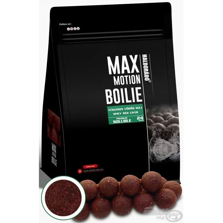 HALDORÁDÓ MAX MOTION Boilie Premium Soluble 24 mm - Fűszeres Vörös Máj / 1