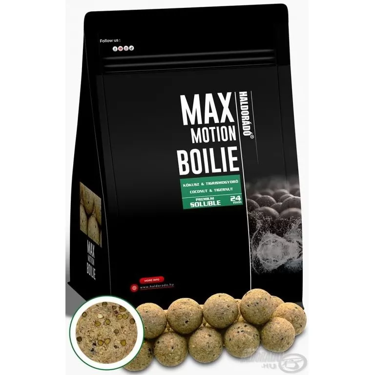 HALDORÁDÓ MAX MOTION Boilie Premium Soluble 24 mm - Kókusz & Tigrismogyoró / 1