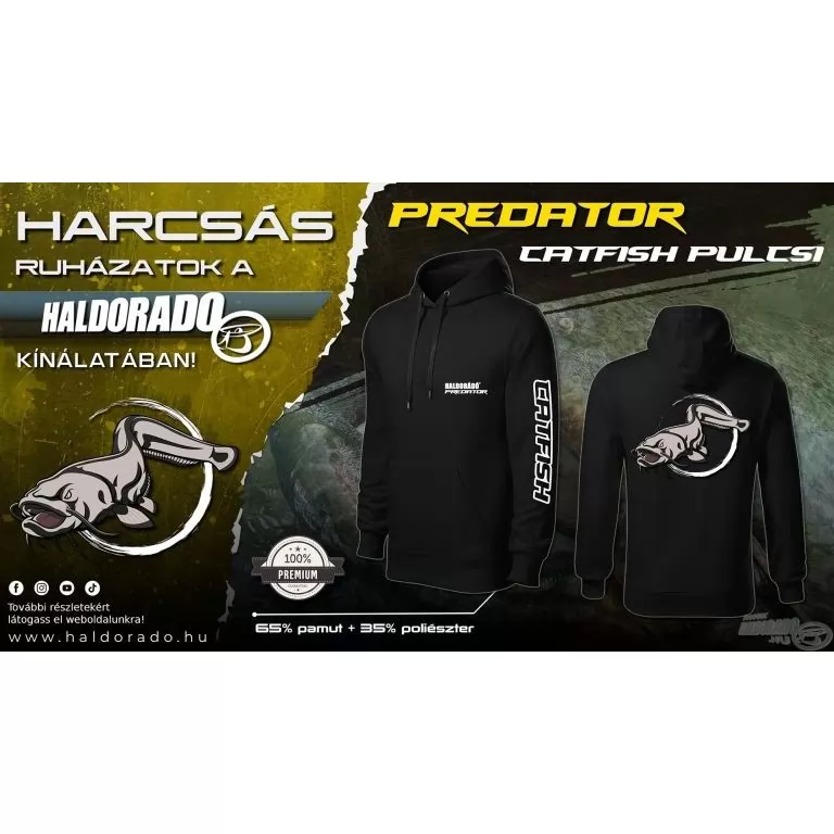 HALDORÁDÓ Predator Catfish Kapucnis belebújós pulóver M / 4