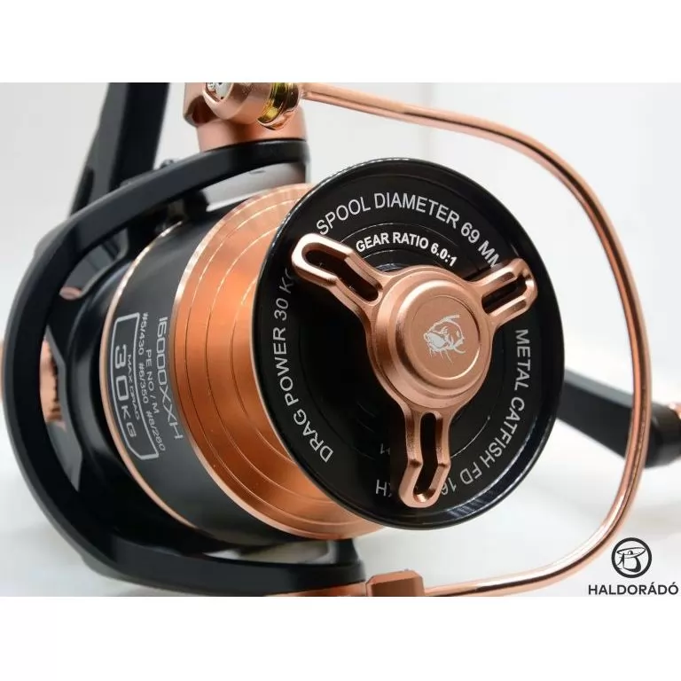 HALDORÁDÓ Predator Metal Catfish FD 16000XXH brutál erős harcsázó orsó díszdobozban, pótdobbal / 3