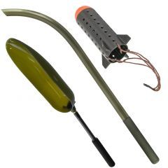 Throwing stick, baiting spoon, spod, catapult