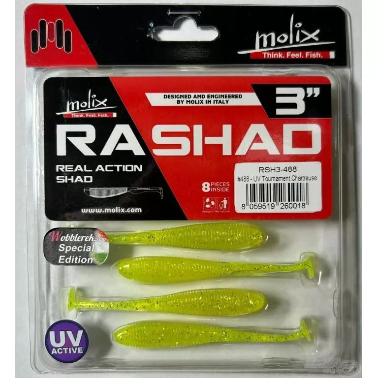 MOLIX RA SHAD 7,6 cm - UV Tournament Chartreuse / 2