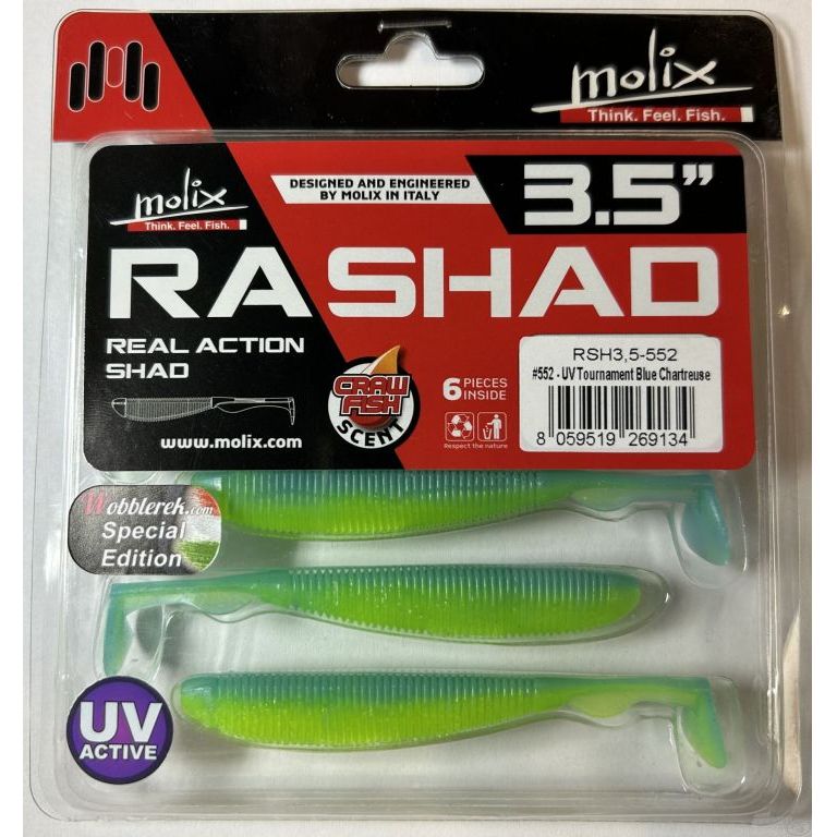 MOLIX RA SHAD 8,9 cm - UV Tournament Blue Chartreuse