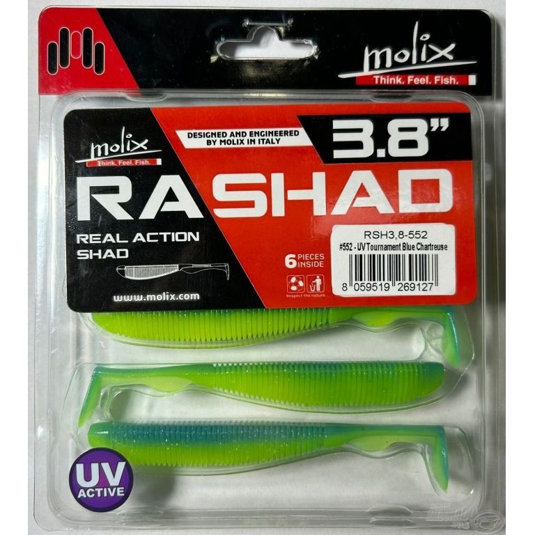 MOLIX RA SHAD 9,6 cm - UV Tournament Blue Chartreuse