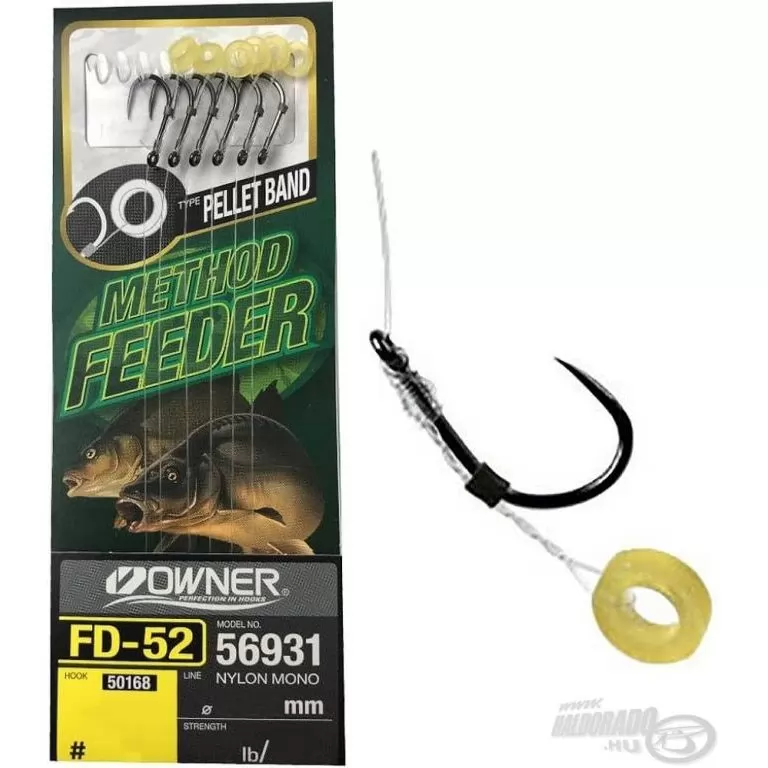 OWNER FD-52 Method Feeder előkötött monofil előke pellet karikával - 6 / 0,25 mm / 1