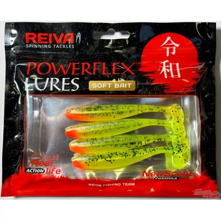 REIVA Flash Shad 10 cm - Zöld-Narancs Flitter / 2