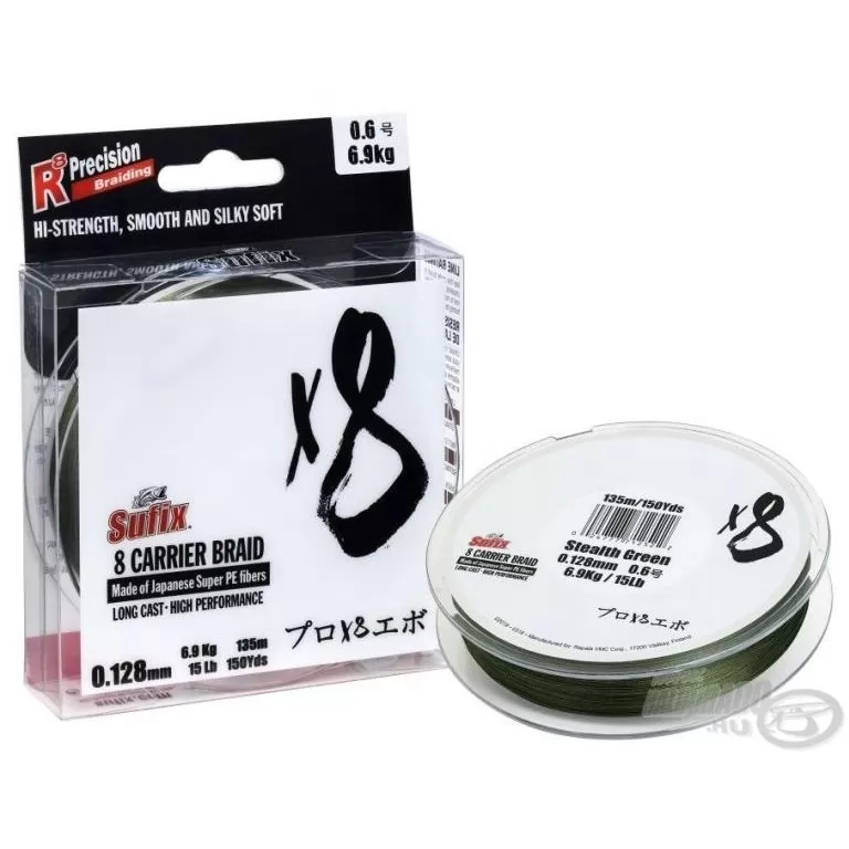 SUFIX X8 - Braided Green 150 m - 0,165 mm / 1