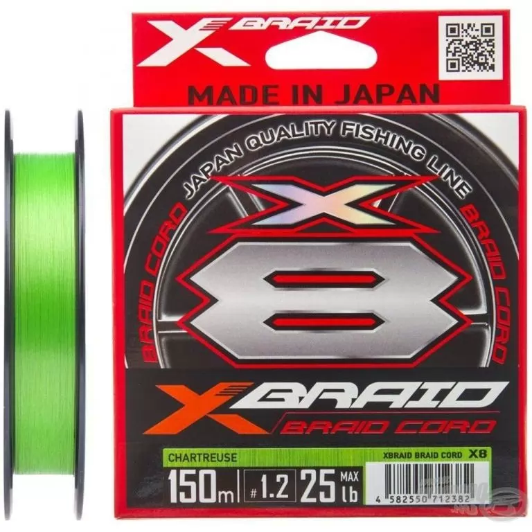 YGK Braid Cord X8 Chartreuse 150 m - 0,091 mm / 1